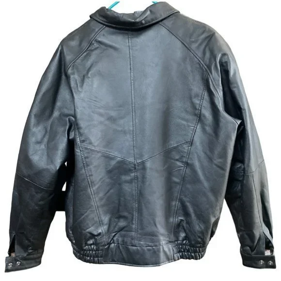 Michael Michelle Black Leather Bomber